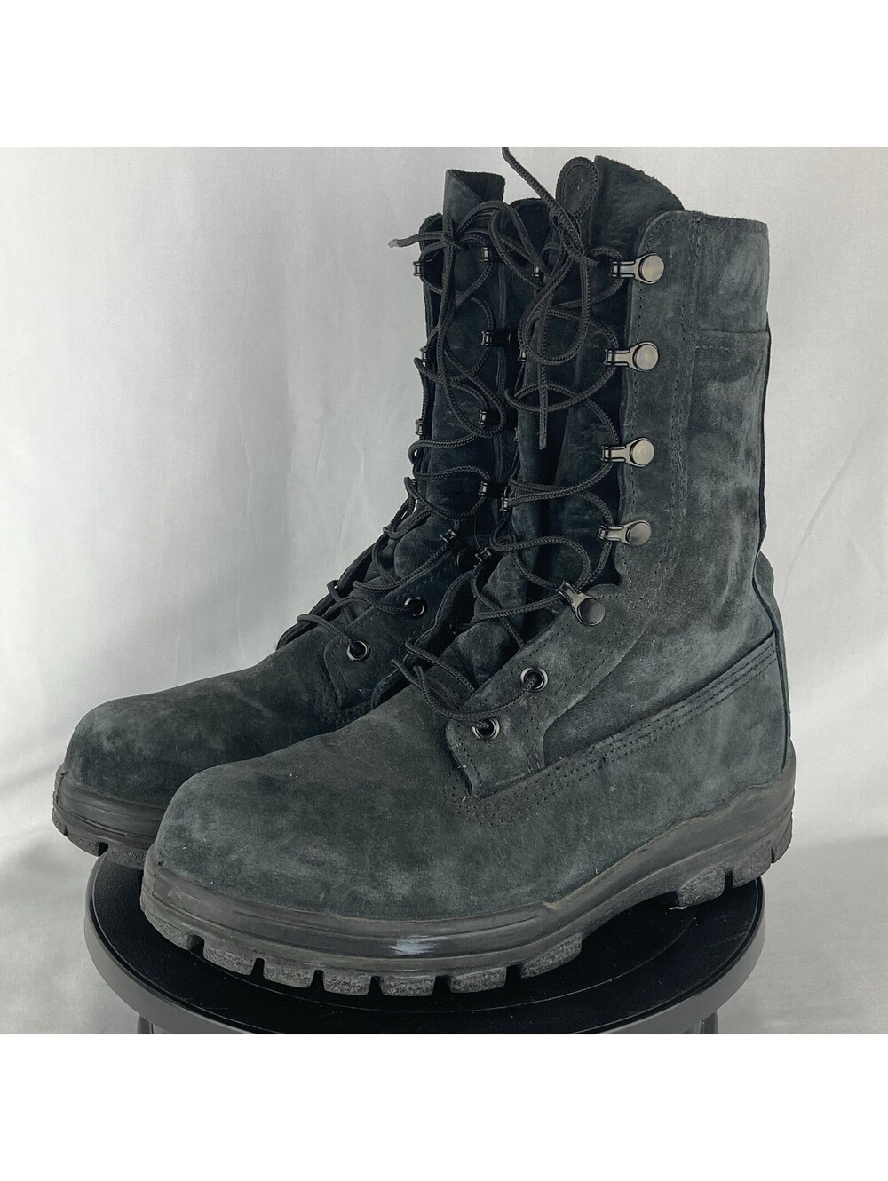 Men’s 6.5 EW Extra Wide Bates Military Combat Boots Black Suede Steel Toe E01421